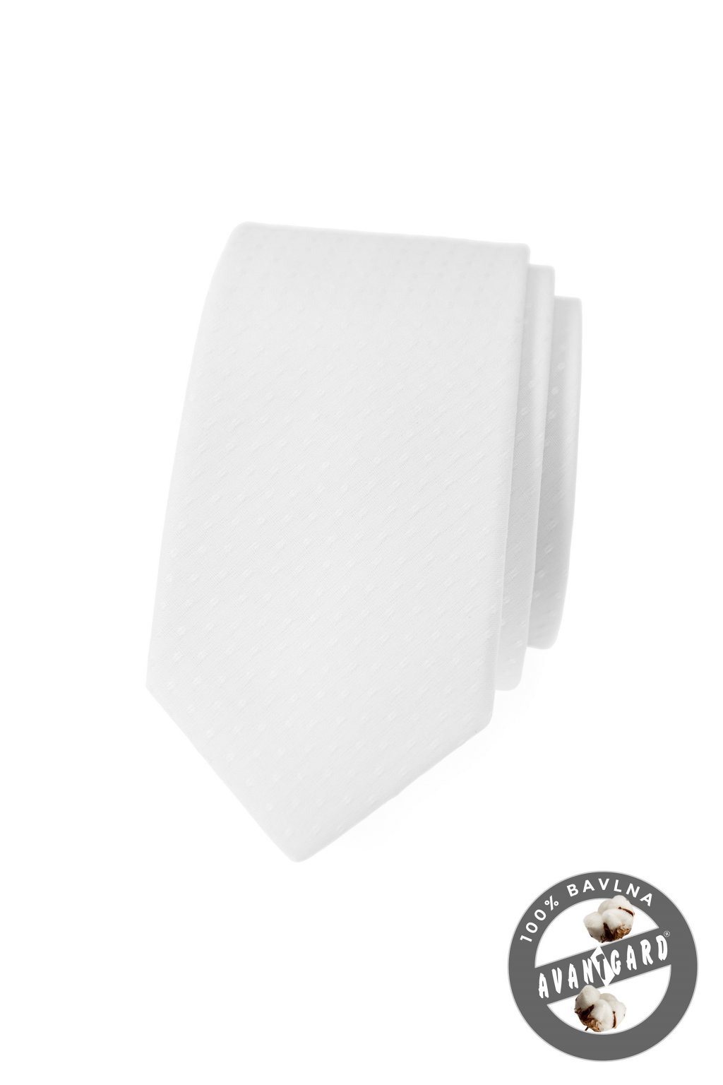 Kravata SLIM LUX bavlněná, 571-290, Bílá