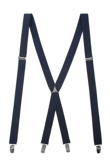 Šle X s kovovým středem a zapínáním na klipy - 25 mm, 868-3100, Tmavě modrá, kovový střed