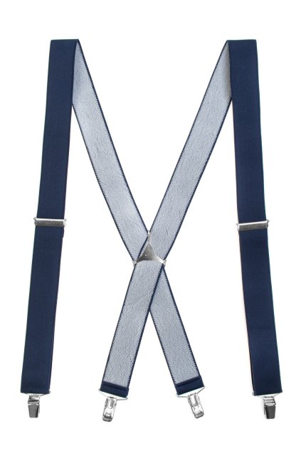 Šle X s kovovým středem a zapínáním na klipy - 35 mm, 871-3100, Tmavě modrá, kovový střed