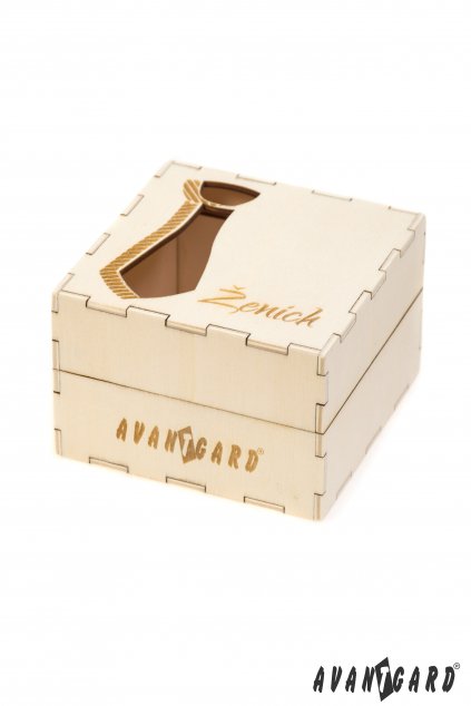 Dřevěná dárková krabička Ženich, 923-3708, Přírodní dřevo