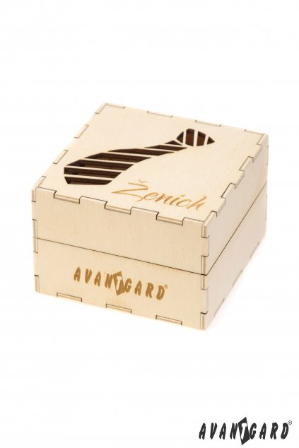 Dřevěná dárková krabička Ženich, 923-3712, Přírodní dřevo