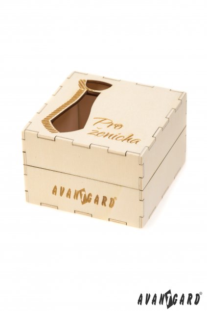 Dřevěná dárková krabička Pro ženicha, 923-3716, Přírodní dřevo