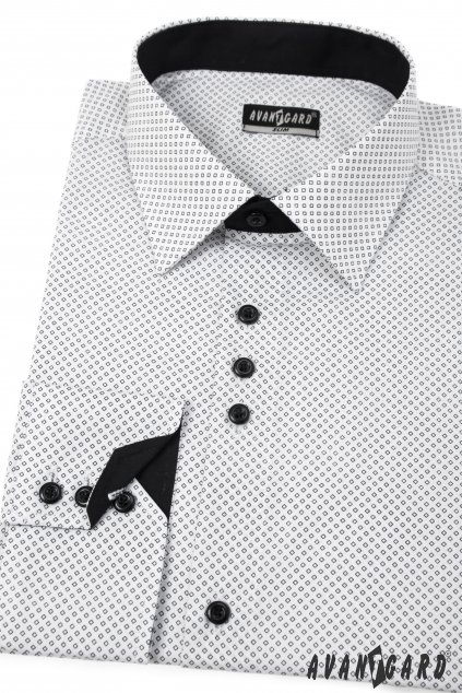 Pánská košile SLIM, 125-0166, Černo-bílá