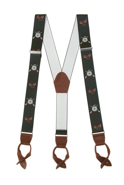 Šle Y s koženým středem a poutky - 35 mm, 874-490260, Zelená, Lovu Zdar