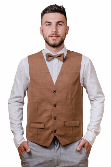 Set vesta a motýlek, 662-55127, Hnědá/skořicová (Velikost 52)