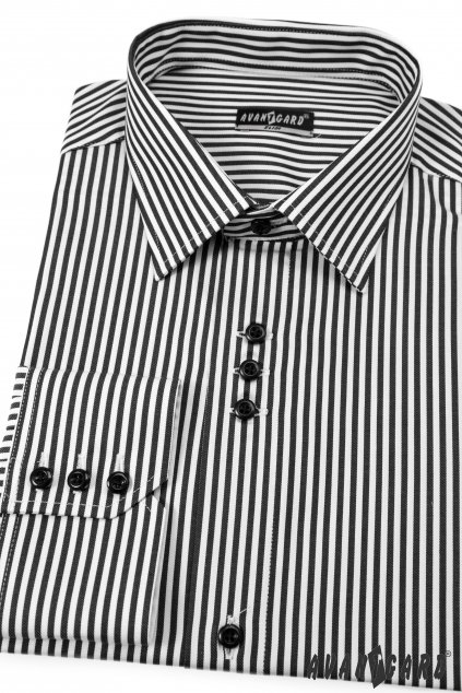 Pánská košile SLIM, 125-0165, Černo-bílá