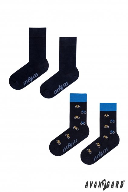 Set Ponožky 2 páry, 778-05011, Modrá / vzor cyklistika a Modrá