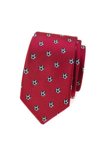 Kravata SLIM LUX, 571-81166, Červená/fotbal