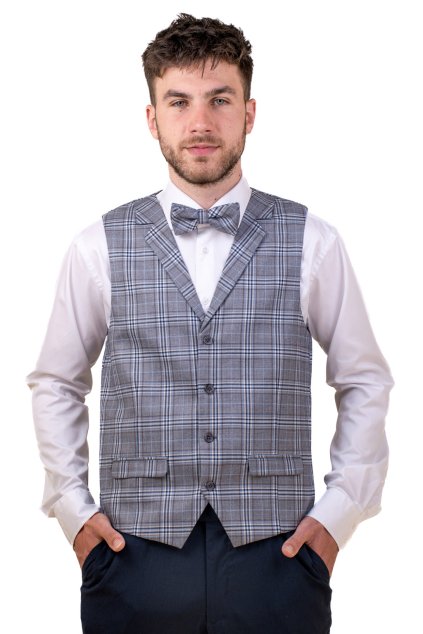 Set vesta a motýlek, 662-66229, Šedá (Velikost 50)
