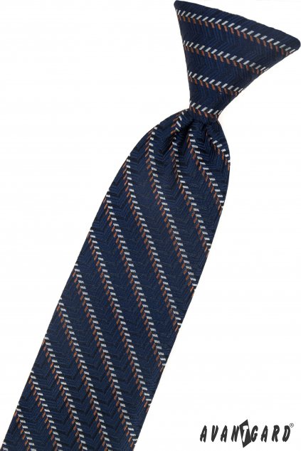 Chlapecká kravata, 548-22221, Modrá/hnědá