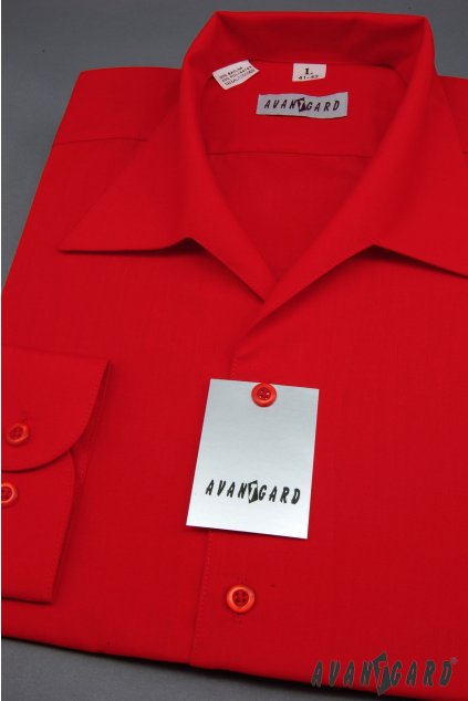 Pánská košile s rozhalenkou, 457-12, Červená