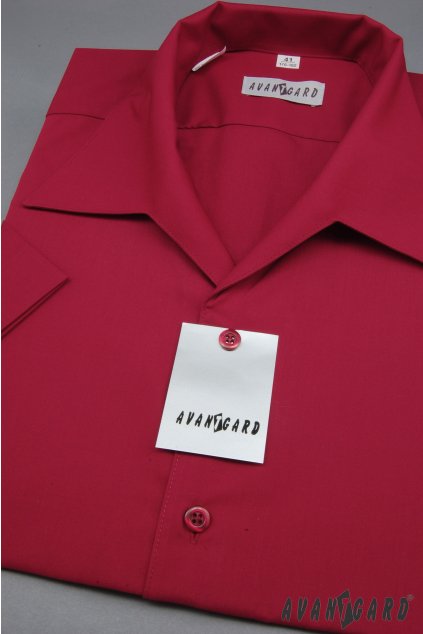 Pánská košile s rozhalenkou s krátkým rukávem, 456-13, Bordó