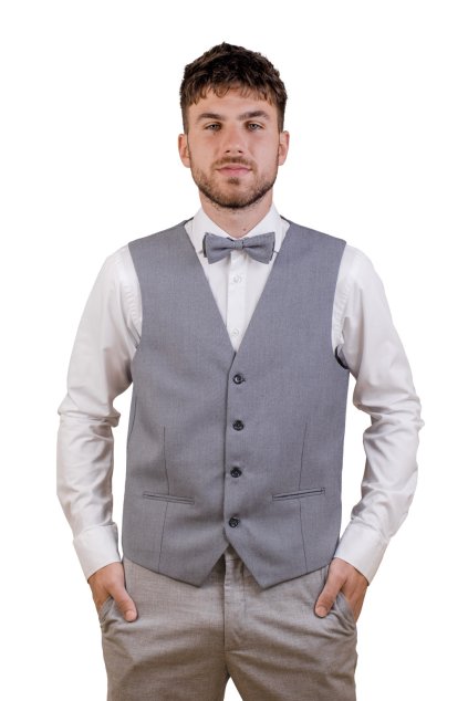 Set vesta a motýlek, 662-66222, Šedá (Velikost 56)
