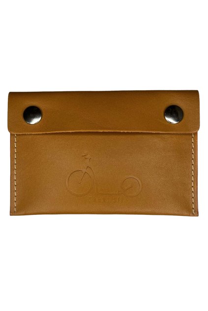 Kožené pouzdro 10 x15 cm se zapínáním na druky, 809-6901, Koňaková kůže / motiv koloběžka TRHNI SI