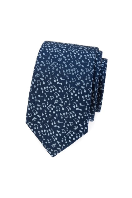 Kravata SLIM LUX, 571-81164, Modrá/noty