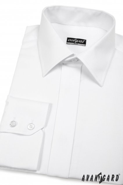 Pánská košile SLIM s krytou légou, 162-1, Bílá