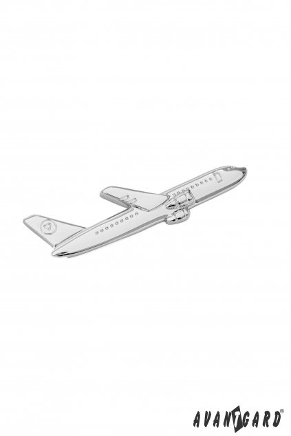 Spona na kravatu, 572-20125, Stříbrná/letadlo