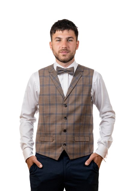 Set vesta a motýlek, 662-55142, Béžová/modrá (Velikost 50)