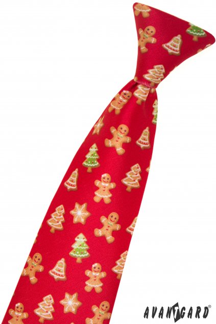 Chlapecká kravata, 548-19101, Červená/perníček