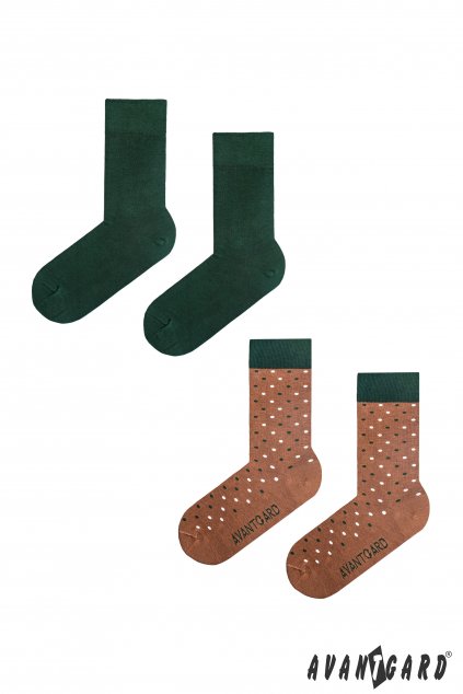 Set Ponožky 2 páry, 778-05029, Béžová / zelená