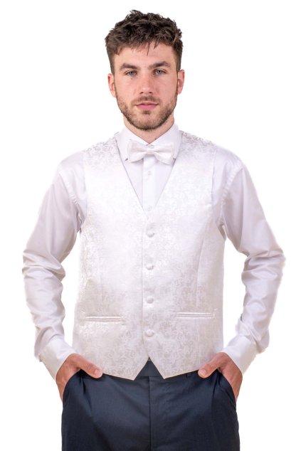 Set vesta, motýlek a kapesníček, 552-57518, Smetanová (Velikost 48)