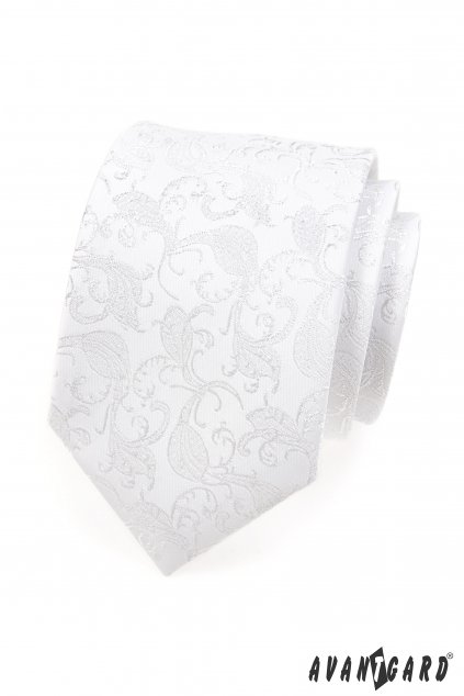 Kravata LUX s kapesníčkem, 599-16, Bílá