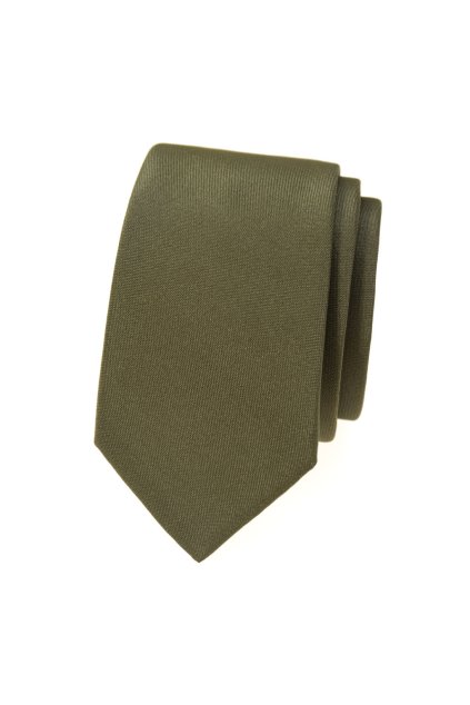Kravata SLIM LUX, 571-9550, Zelená/oliva MAT