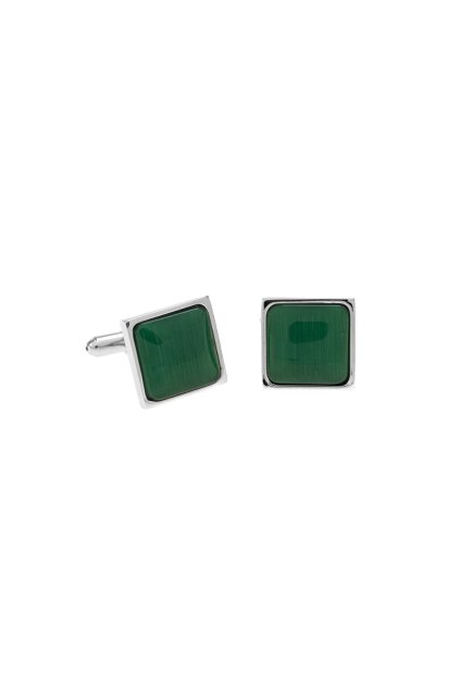 Manžetové knoflíčky PREMIUM, 573-20852, Stříbrná lesk/zelená