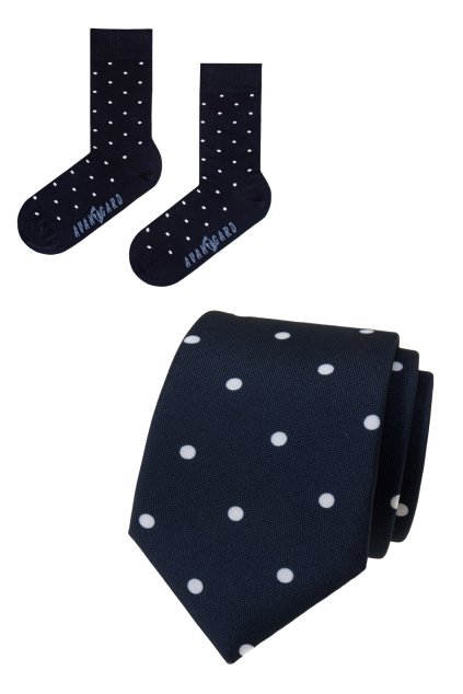 Set kravata a ponožky, 780-05003, Modrá s puntíkem