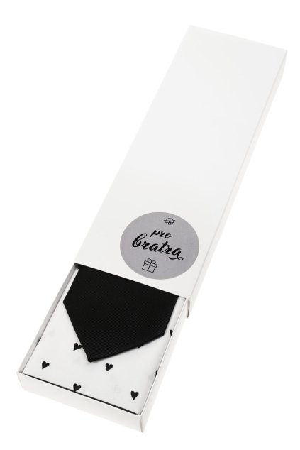 Dárkový set Pro bratra - Kravata s kapesníčkem v papírové krabičce, 919-0622329, Černá