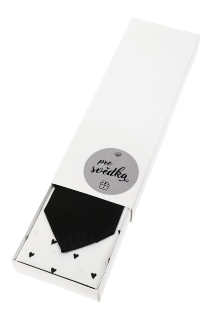 Dárkový set Pro svědka - Kravata s kapesníčkem v papírové krabičce, 919-0822329, Černá