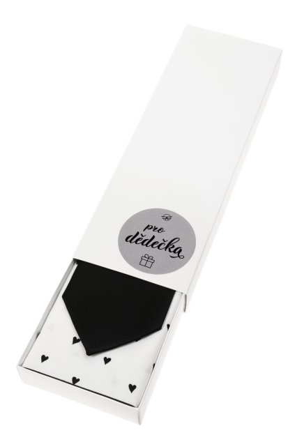 Dárkový set Pro dědečka - Kravata s kapesníčkem v papírové krabičce, 919-0922329, Černá