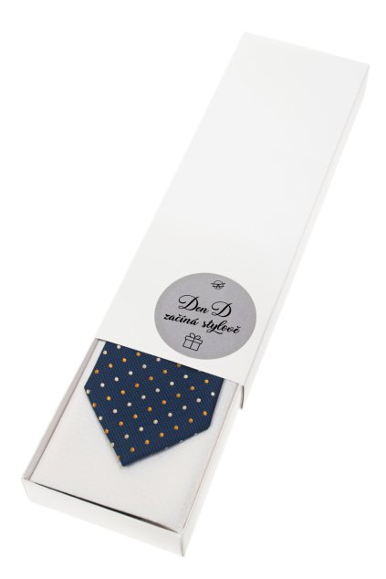 Dárkový set Den D začíná stylově - Kravata s kapesníčkem v papírové krabičce, 919-0481441, Modrá