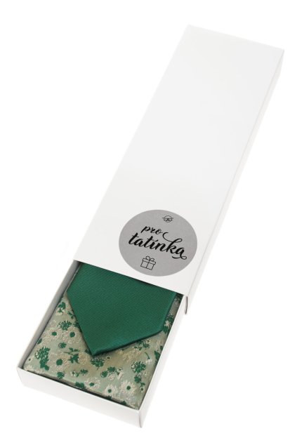 Dárkový set Pro tatínka - Kravata s kapesníčkem v papírové krabičce, 919-0122389, Zelená