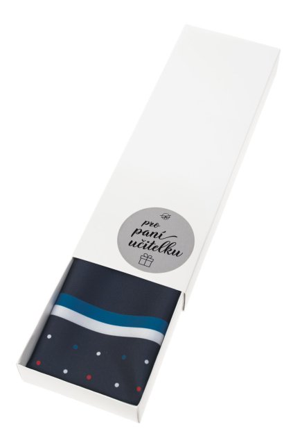 Dárkový set Pro paní učitelku - Šátek v papírové krabičce, 919-1105016, Modrá s puntíkem