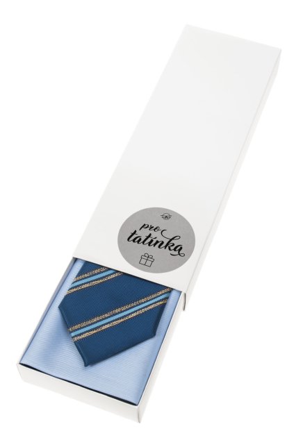 Dárkový set Pro tatínka - Kravata s kapesníčkem v papírové krabičce, 919-0181496, Modrá