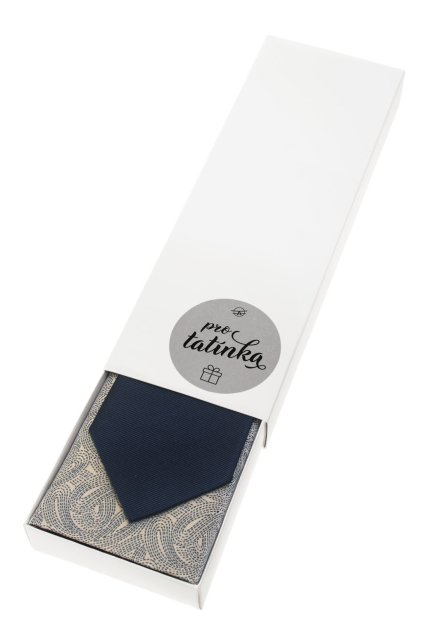 Dárkový set Pro tatínka - Kravata s kapesníčkem v papírové krabičce, 919-0122321, Modrá