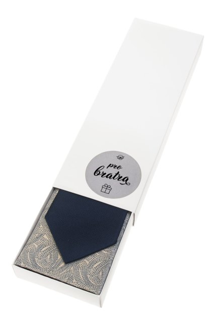 Dárkový set Pro bratra - Kravata s kapesníčkem v papírové krabičce, 919-0622321, Modrá