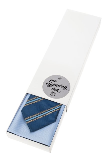 Dárkový set Pro výjimečný den - Kravata s kapesníčkem v papírové krabičce, 919-1281496, Modrá