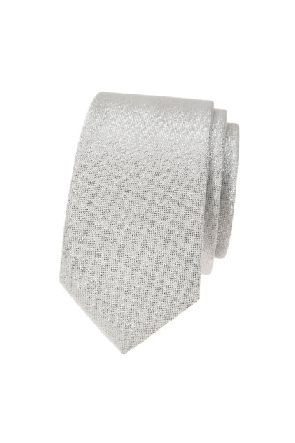 Kravata SLIM LUX, 571-81394, Stříbrná