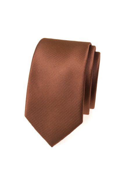 Kravata SLIM LUX, 571-22388, Hnědá