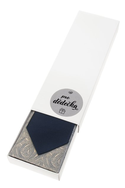Dárkový set Pro dědečka - Kravata s kapesníčkem v papírové krabičce, 919-0922321, Modrá