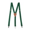 Šle Y s koženým středem a zapínáním na klipy - 25 mm, 867-904669, Smaragdová, koňaková kůže
