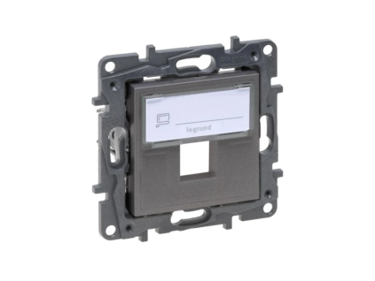 Jednonásobný datový adaptér Legrand Niloe Step 863487 v barvě medium šedá pro Keystone moduly.