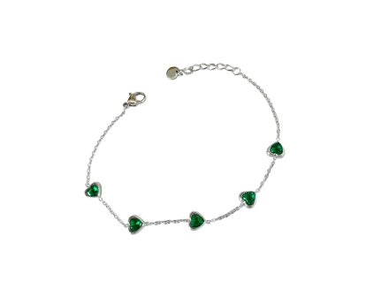 2518 Romantický náramek srdíčka zelená z chirurgické oceli