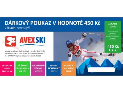 dárkový poukaz 2022 základní servis lyží 450 Kč