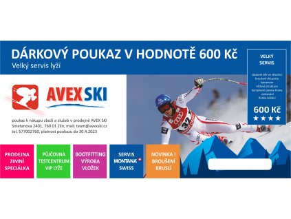 dárkový poukaz 2022 velký servis lyží 600 Kč