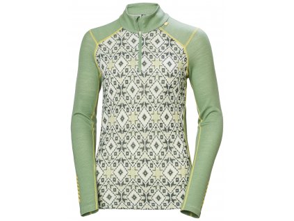 HELLY HANSEN W LIFA MERINO MIDWEIGHT GRAPHIC 1/2 ZIP Jade 2.0 Star Pixel