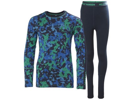 HELLY HANSEN JR GRAPHIC LIFA MERINO SET Bright Green