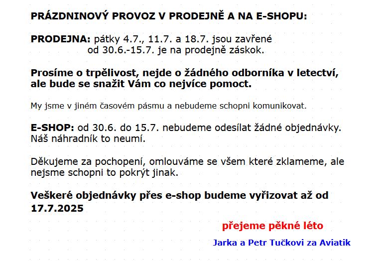 Prázdninový provoz v Aviatiku
